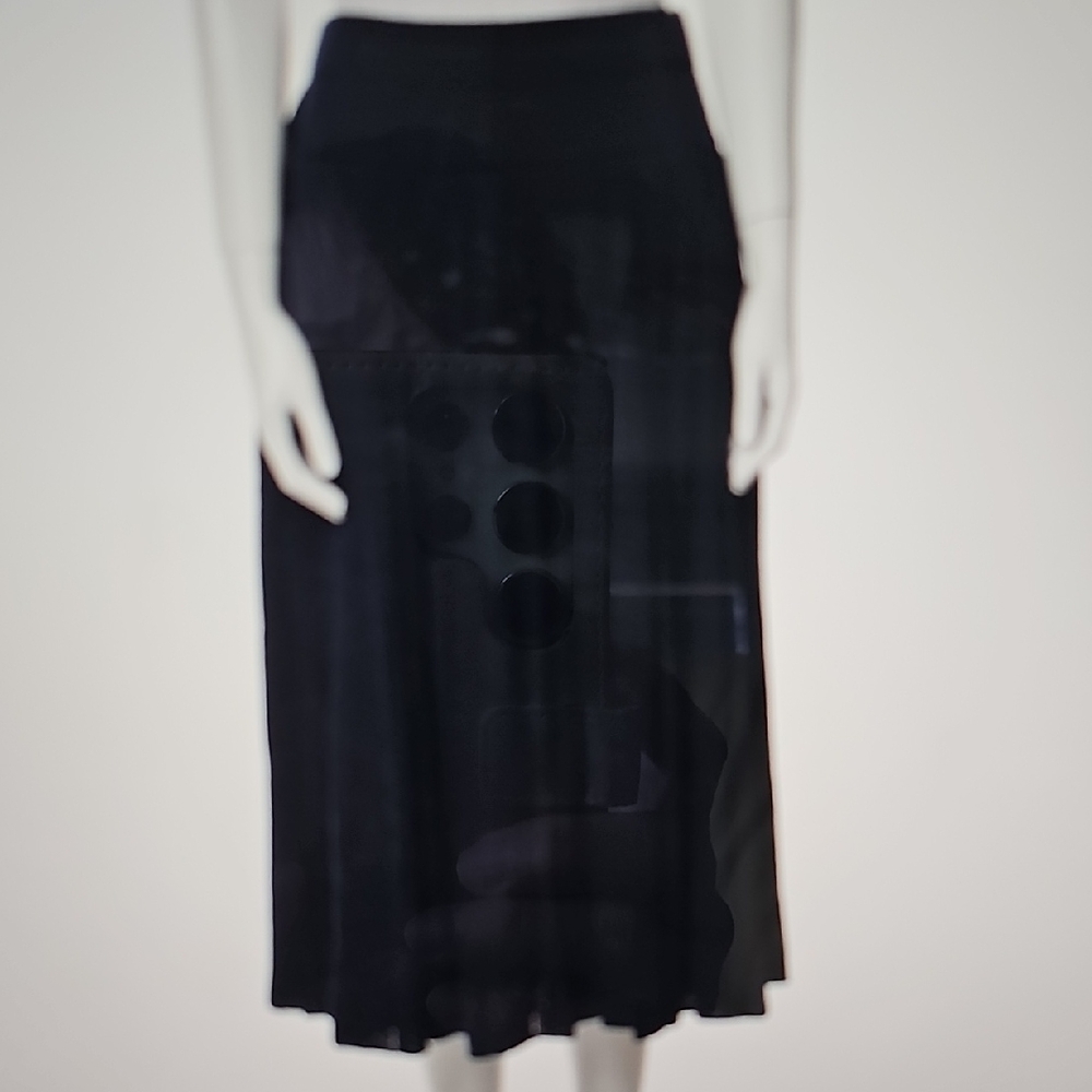 St. John Knit Black Maxi Skirt with Pleated Hem